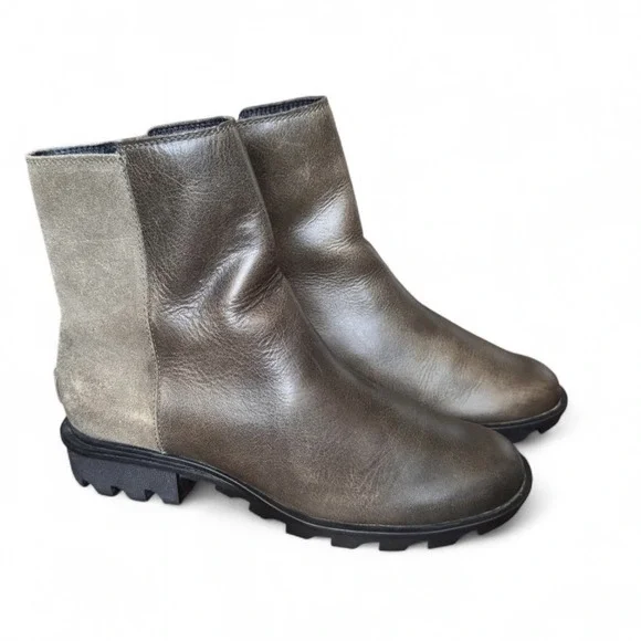 Sorel Phoenix Zip Boots Women's 9 Olive Green Leather Suede Waterproof Winter - Picture 5 of 16